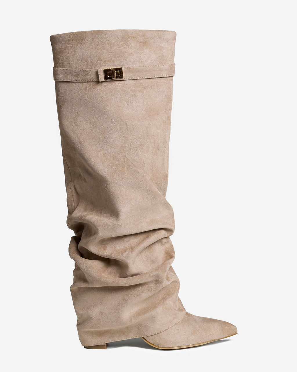 Bottes Élégantes en Suède avec Accents Dorés
