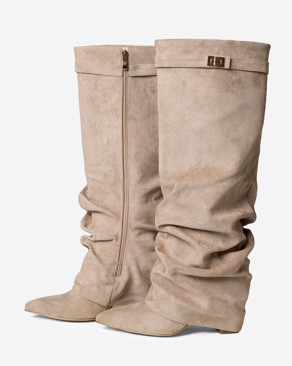 Bottes Élégantes en Suède avec Accents Dorés