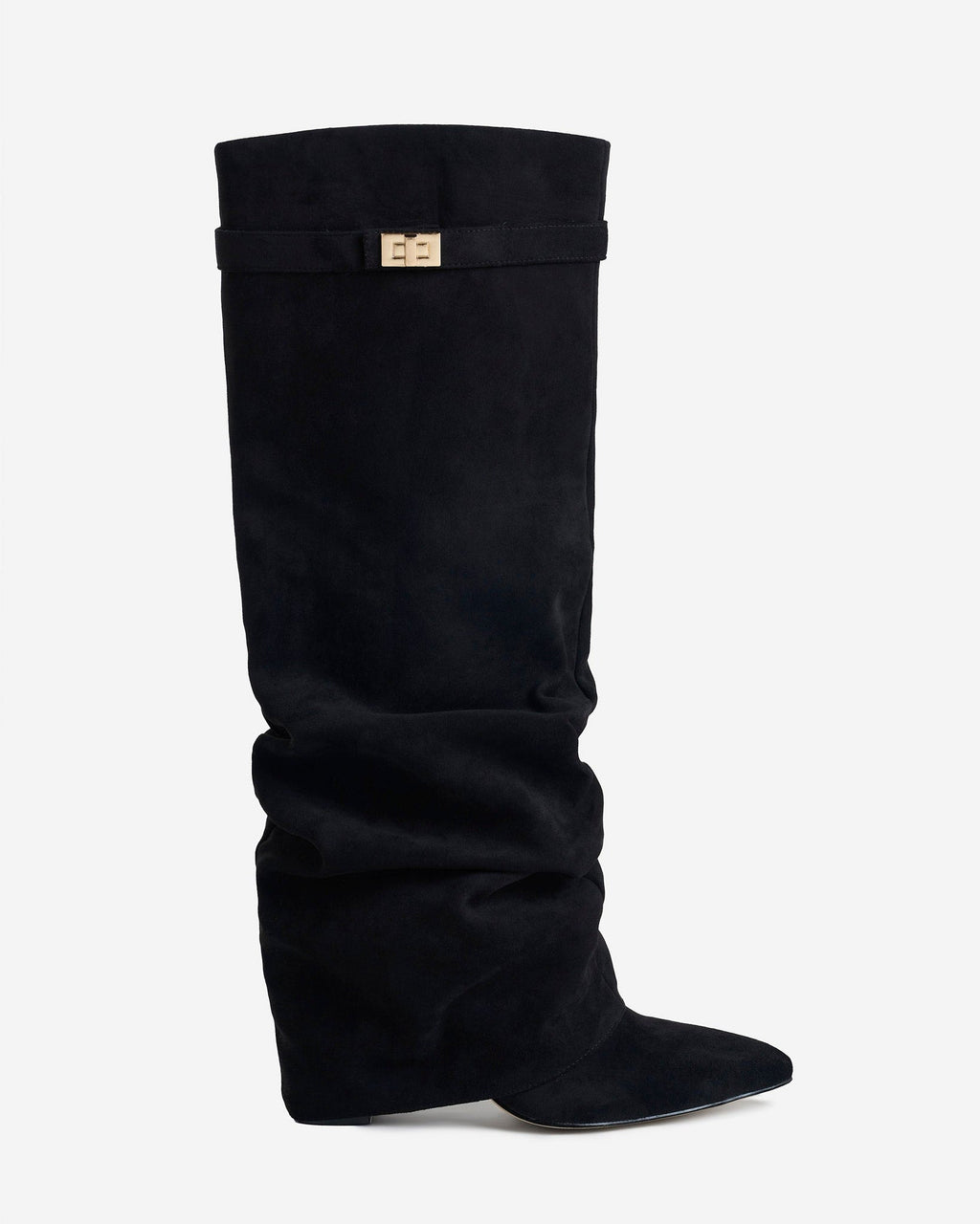 Bottes Élégantes en Suède avec Accents Dorés