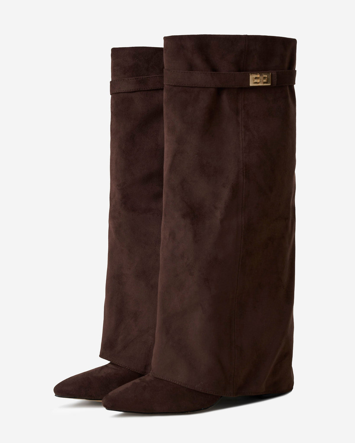 Bottes Élégantes en Suède avec Accents Dorés